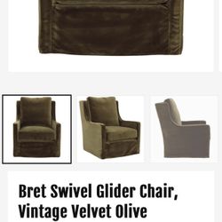 Vintage Velvet olive Swivel Chair 