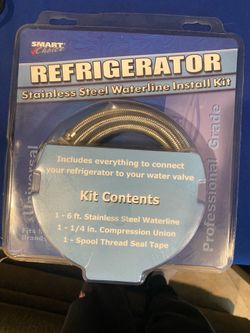 Refrigerator stainless steel waterline install kit