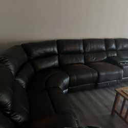 5 piece sectional couch with 3 reclining seats 