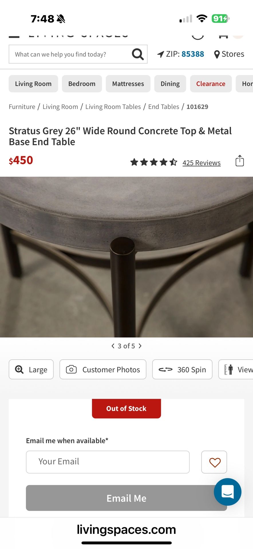 Concrete Round Coffee And End Table