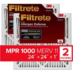 Filtrete 24x24x1, AC Furnace Air Filter, MPR 1000, Micro Allergen Defense, 2-Pac