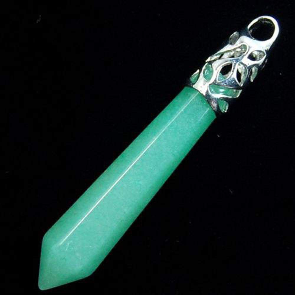 Green quartz pendant, 2 and 1/2 inches long
