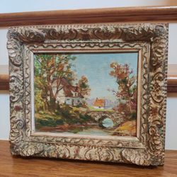 ANTIQUE OIL PAINTING IN ELABORATE FRAME