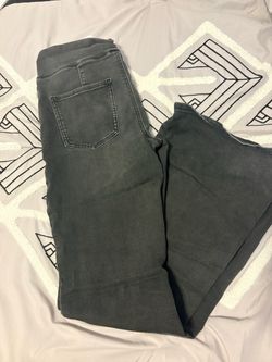 Dark Gray Washed Denim Wide Flared Jeans