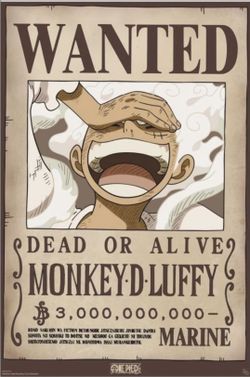 One Piece Wanted Luffy Hand Wall Poster 24"x36"