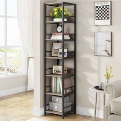 JW0598 6-Tier Corner Shelf, Narrow Etagere Bookshelf Storage Rack