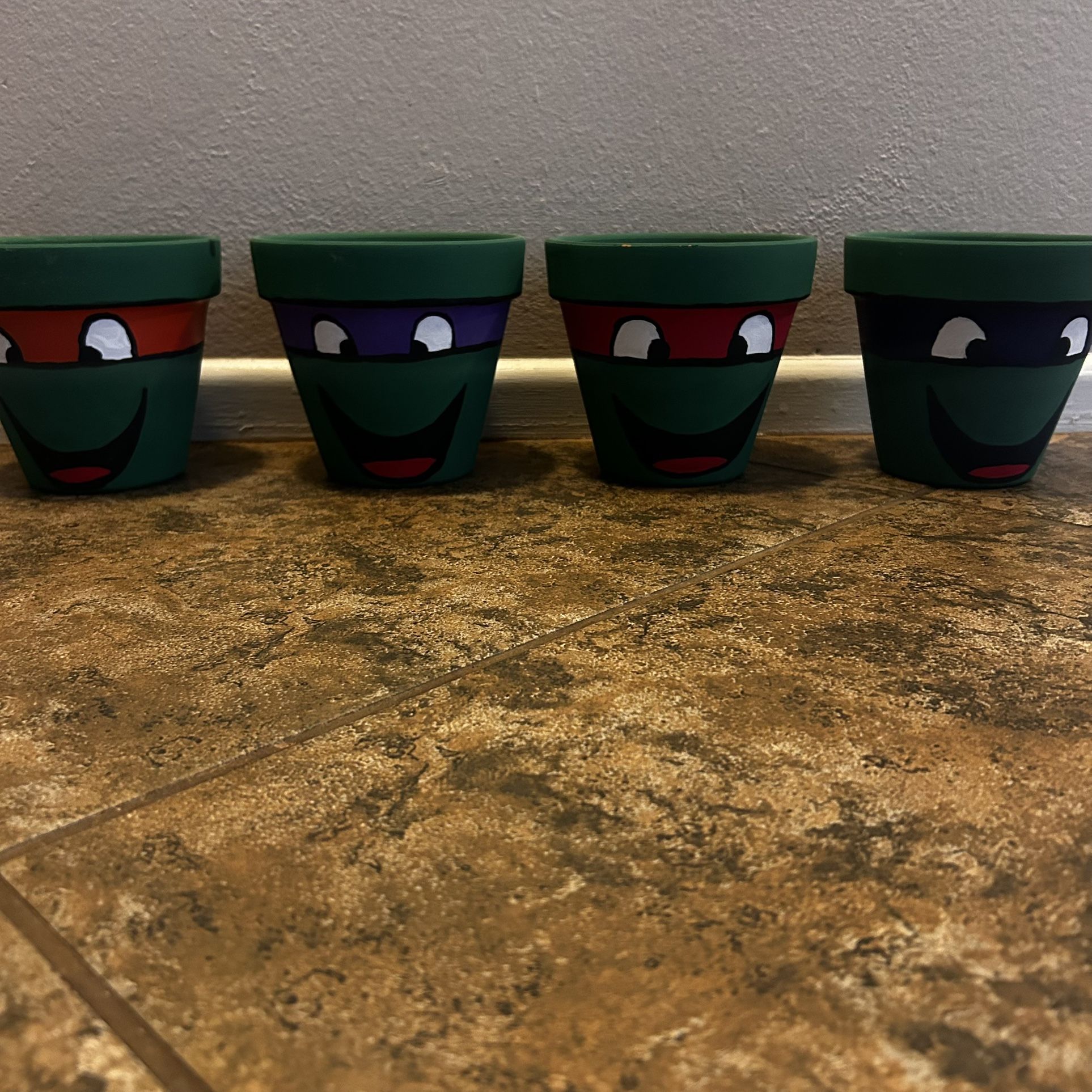 TMNT Painted Pots For Center Pieces