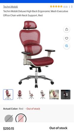 Deluxe High Back Ergonomic Mesh Executive Office Chair with Neck Support, Red