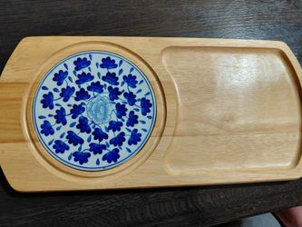 Wooden Board With Ceramic Plate