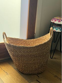 X Large raffia blanket basket or laundry decor etc