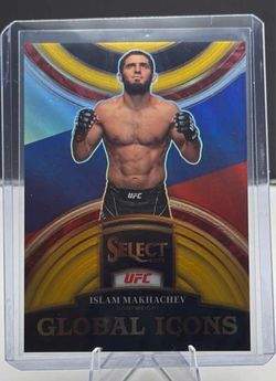 Islam Makhachev 2023 Panini Select UFC - Global Icons Gold Flash Prizms #/10
