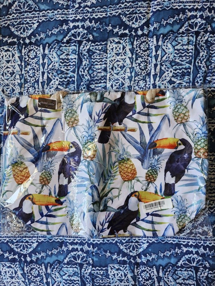 New, Packaged Large Canvas Beach Tote Bag