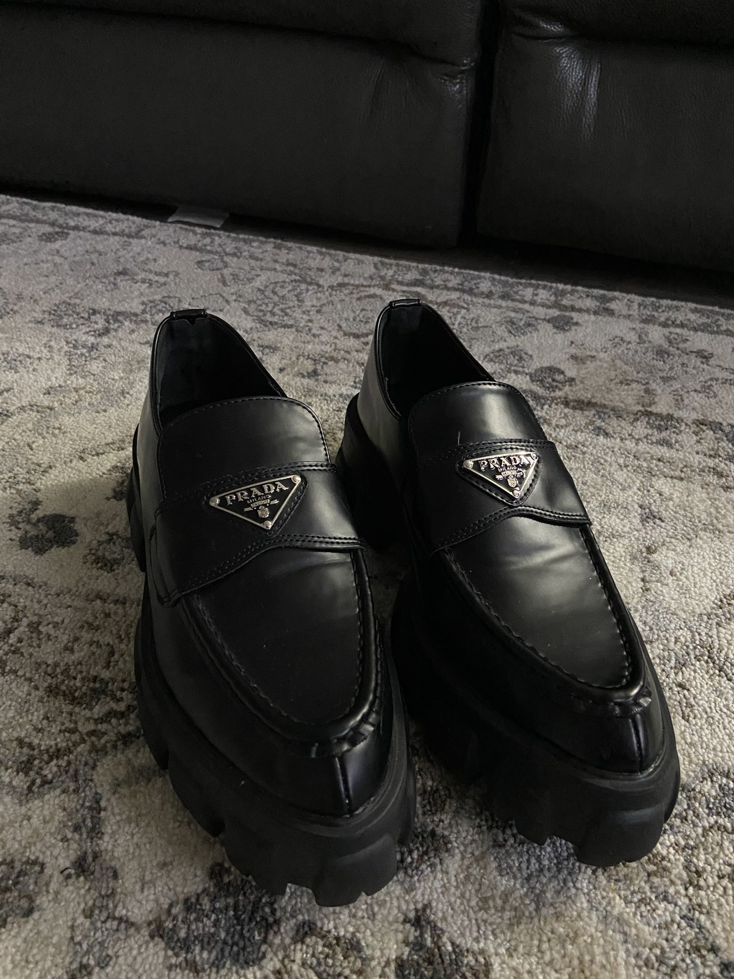 Prada Brushed Leather Loafers