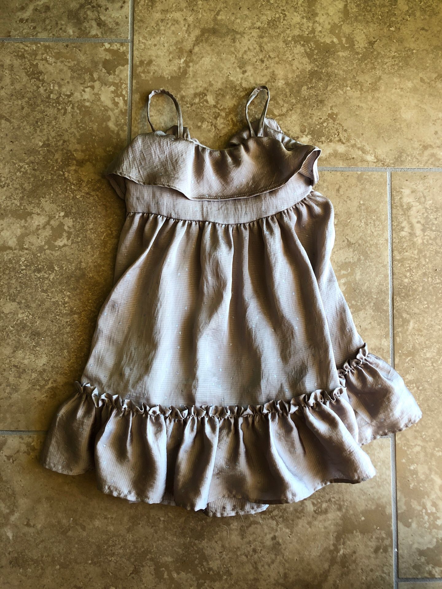 Baby GAP Tan Silver Polka Dot Toddler Dress 18-24 Months