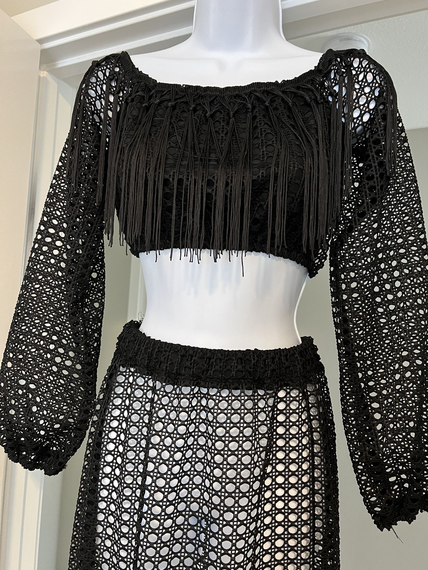 Women’s Black Bikini Cover Up 2 Piece Set