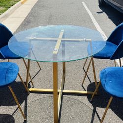 4-Seater Dining Set with Glass Top Table – Like New