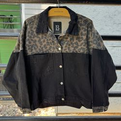 Blue B Collection Cheetah Jean Jacket