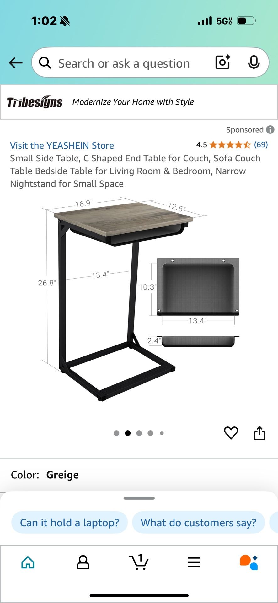 Side C-shaped Table