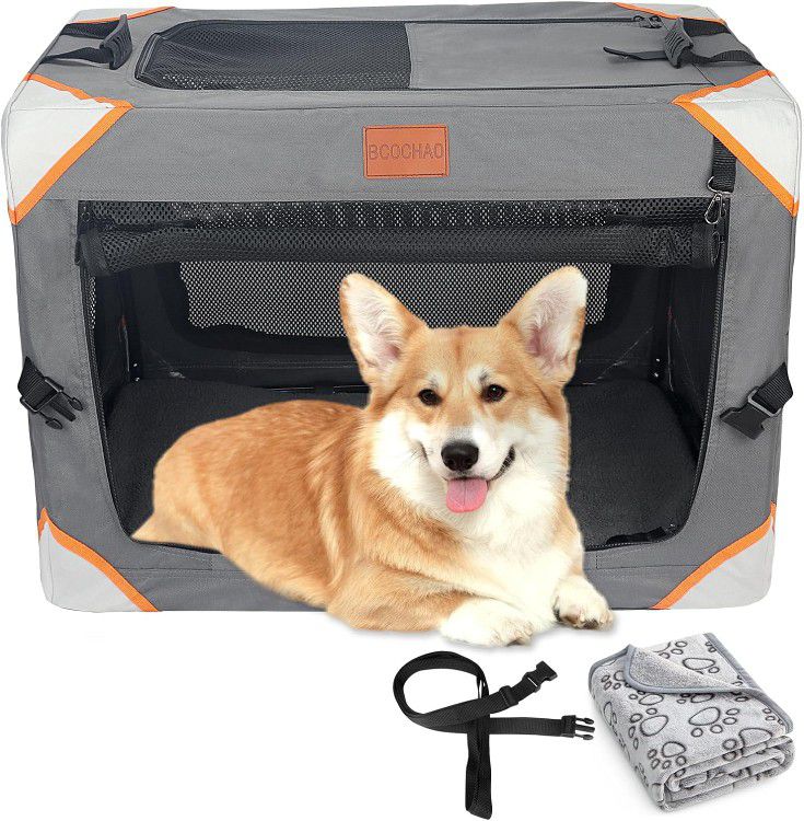 Collapsible Portable Sturdy Pet Crate for Small Medium Dogs, 4-Doors