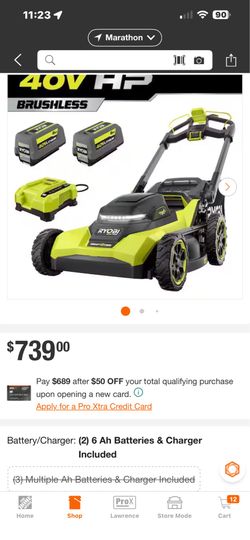 Ryobi 40 volt self propelled lawnmower