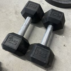 pair of 25lb rubber dumbbell. $50 
