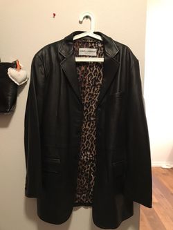 Black leather dolce and gabbana coat