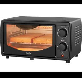 COMFEE' Toaster Oven Countertop, Small Toaster Ovens Combo 4 slice, Mini Oven for 9" Pizza, Compact Oven 2 Racks for Toast, Bake, Broil, 950W, Black, 