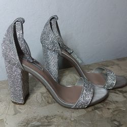 Steve Madden 4in Crystal Embellished Glam High Heels With Ankle Strap