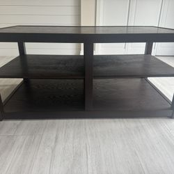 Dark brown wooden coffee table 