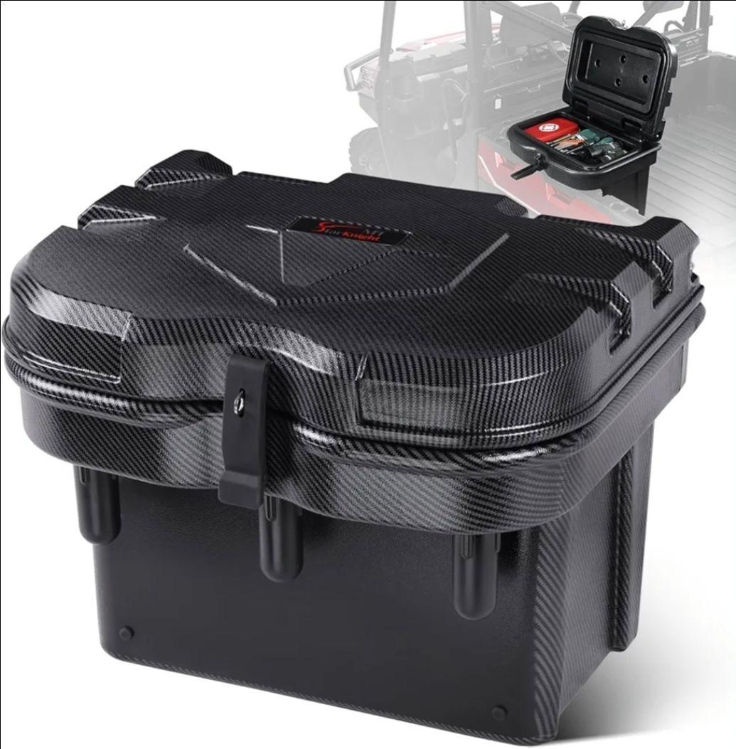 StarknightMT 24L Carbon Fiber Bed Storage Box, Lockable Off-Road Cargo Organizer Compatible with 2016-2026 Polaris Ranger 500/570/900/1000 XP & Genera