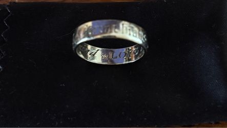 White Gold Bible Quote wedding band