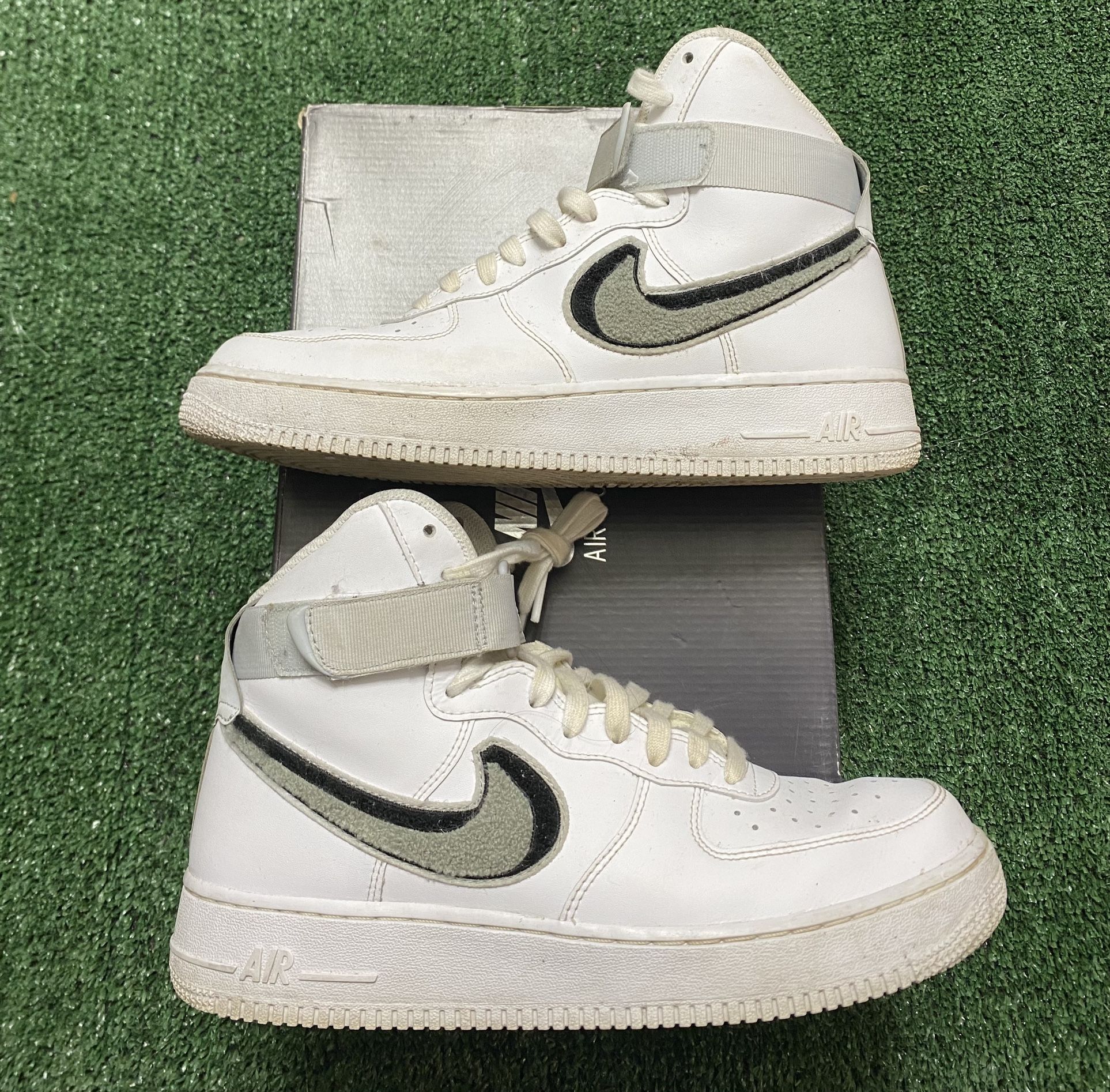 Nike Air Force High 3D Chenille White Grey Black size 10 USED