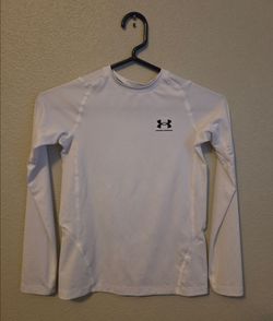 Under Armour - Heat Gear - Boys - Medium - Tech Performance Shirt - Fitted - Long Sleeve - Polyester - White