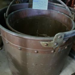 2 Vintage Brass Buckets $235