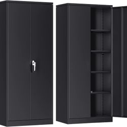 One Metal Storage Cabinet with Lock, Lockable 72"