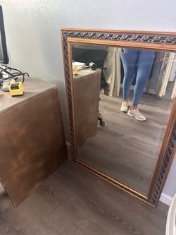 Large Wall Mirror with Wood Frame