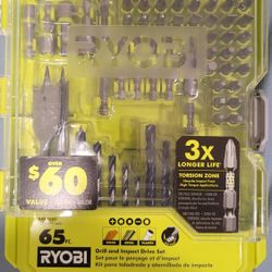 Brand New!!! Ryobi 65 Piece Drill And Impact Driver Bit Set