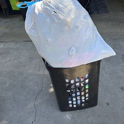 Hamper & bag full of clothes/shoes