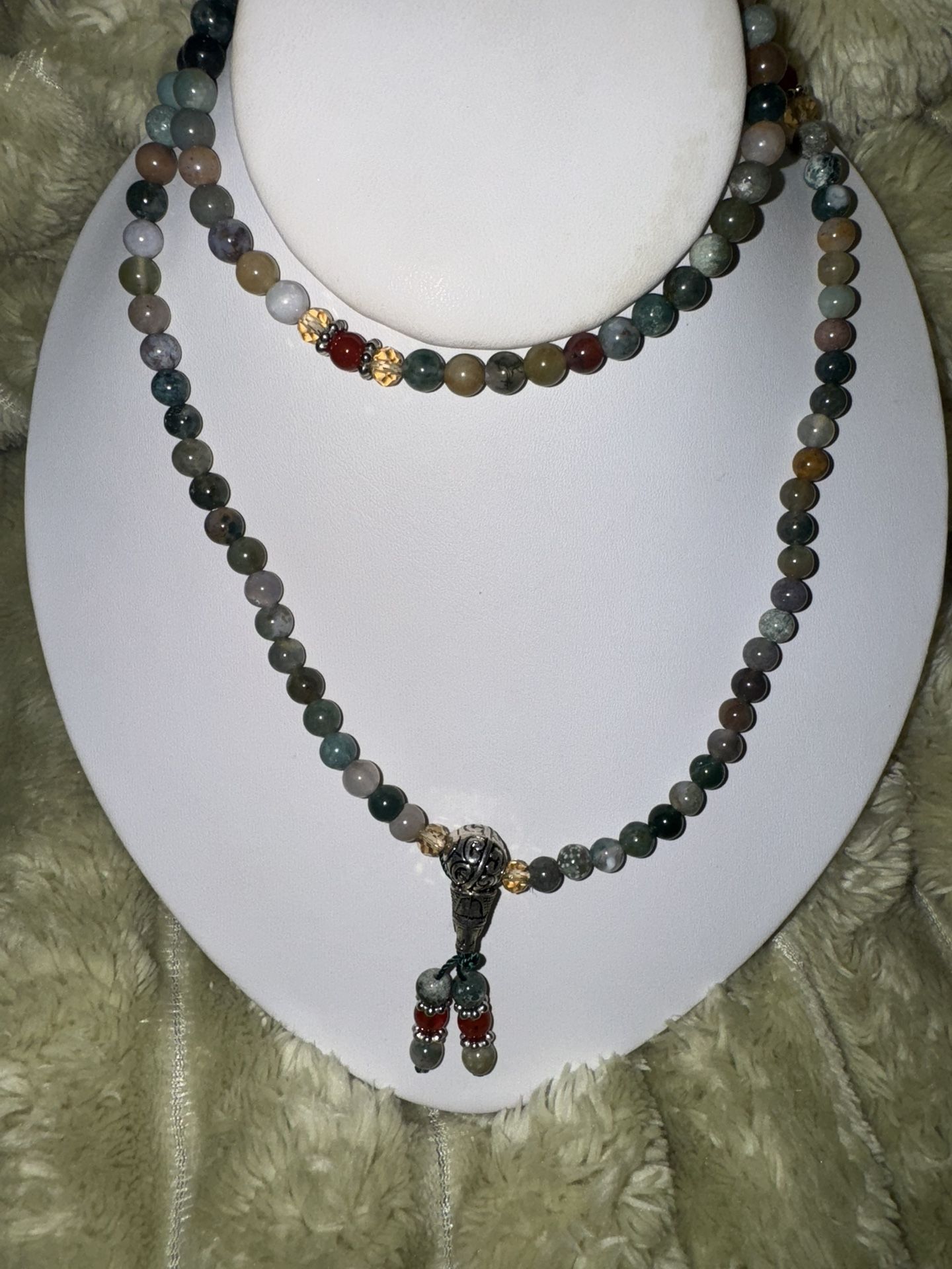 Vintage Multi Gemstone Stretch Necklace- 30"
