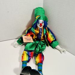 Vintage Show Stoppers Collectible PORCELAIN Tippi CLOWN 13" DOLL Hand Painted