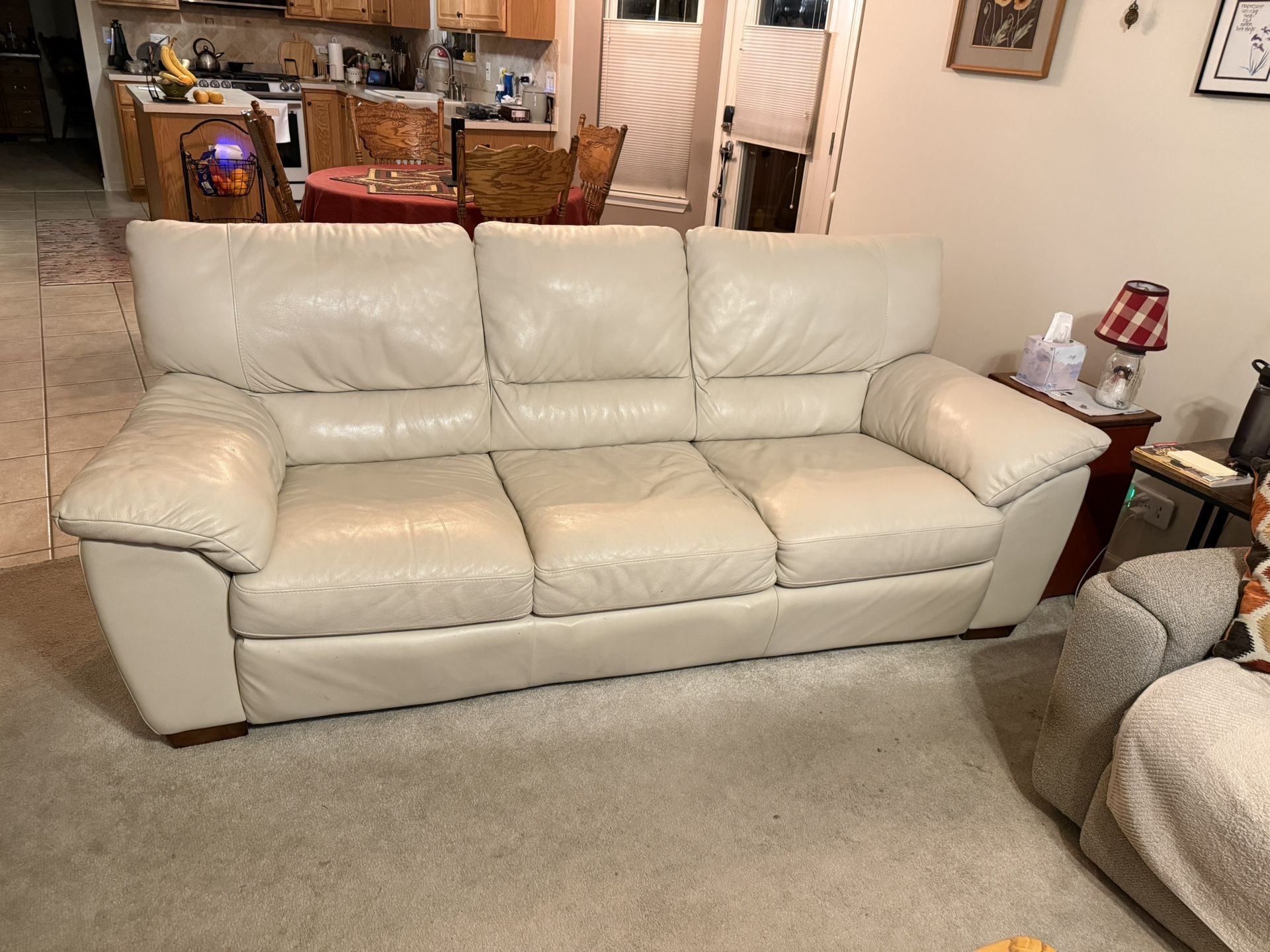 Comfy Cream Leather Couch