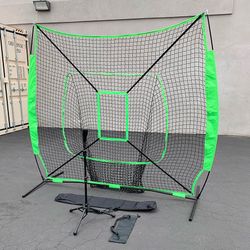 (Brand New) $75 Baseball Softball (7x7’ Net & Ball Tee Set) Practice Hitting & Pitching Net w/ Carry Bag