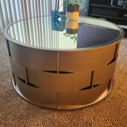 Mirror Top Metal Accent Coffee Table