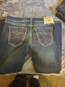 White And Red True Religion Pants