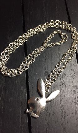 20” Shiny Silver Necklace with Antique Silver Playboy Bunny Pendant jewelry paparazzi club drip new 2020
