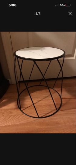 Metal And Faux Marble Mcm Style Table Plant Stand