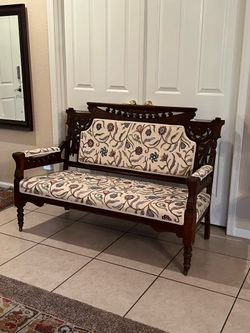 Antique Asian wood bench seat