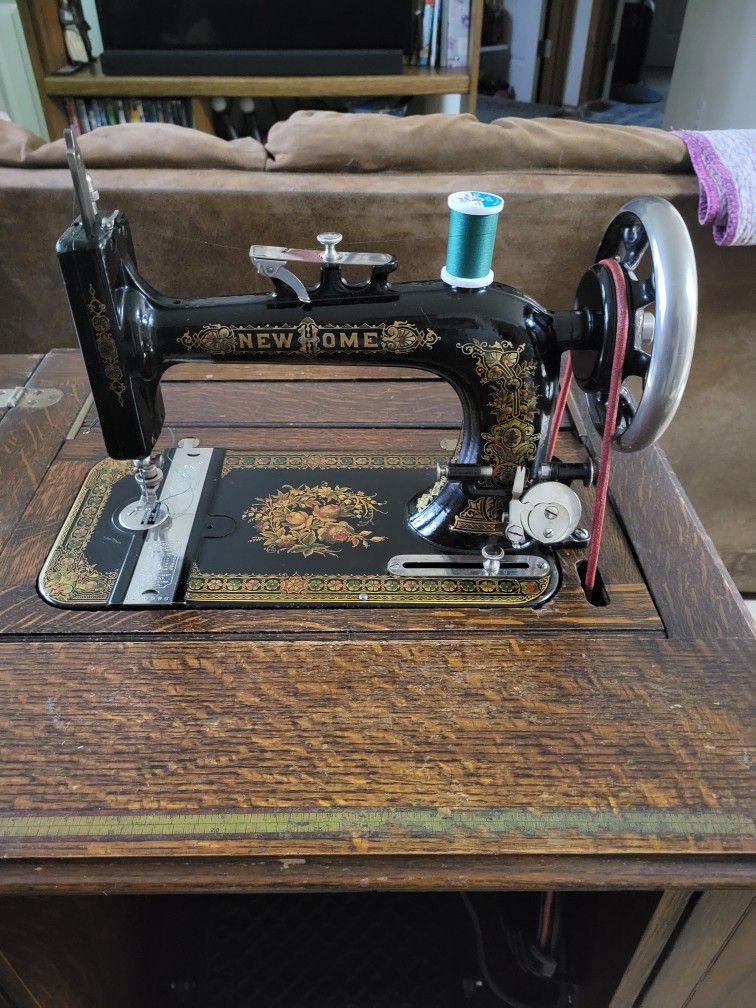 1882 New Home Parlor Cabinet Treadle Sewing Machine