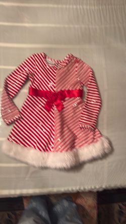 Girls Christmas Holiday Dress Red White Striped