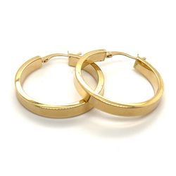14k Gold Earrings Flat Bar Hollow Hoop 4.1x28mm 3.76grams 148315 16